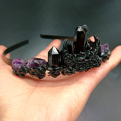 Ободки для волос из окрашенного натурального кварца и аметиста&nbsp;PW-WGCBBD1-01