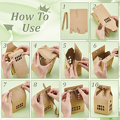 Подарочные коробки из бумаги в форме домика&nbsp;LS-CON-WH0001-43B-02