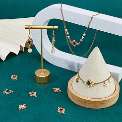 10 шт. 5-цветные подвески-соединители в форме полого ромба из латуни с прозрачным кубическим цирконием и стеклом&nbsp;KK-HS0015-56