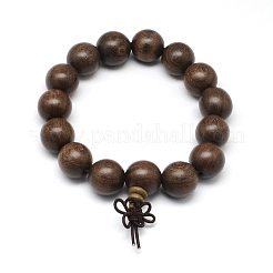 Сандалового дерева браслеты простирания&nbsp;BJEW-R059-15mm-06