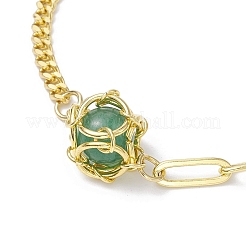 Браслет с круглыми звеньями из натурального драгоценного камня&nbsp;BJEW-JB10032-01