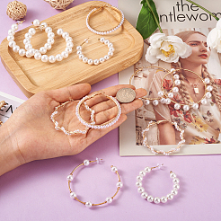 7 пара 7-х стилевых серег-гвоздиков в форме буквы С с бусинами из смолы и кольцами&nbsp;FIND-KS0001-16