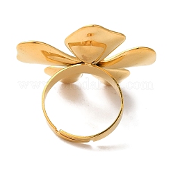 Золотистое ионное покрытие (IP) 304 нержавеющая сталь эмаль цветок регулируемые кольца для женщин&nbsp;RJEW-K276-01G-02