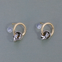 Двухцветные латунные витые серьги-кольца&nbsp;CZ4094