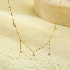 Ожерелья с кисточками из нержавеющей стали 304 с прозрачным кубическим цирконием для женщин&nbsp;NJEW-U031-10G