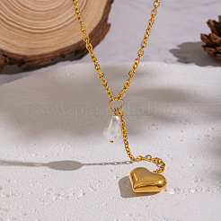 Модные женские ожерелья с кисточками и сердцем из нержавеющей стали 304 и искусственного жемчуга&nbsp;RO2215