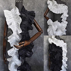 Волнистое кружево из полиэстера и органзы&nbsp;WH-WG75920-01