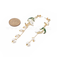 Асимметричные серьги из сплава эмали цветок с бабочкой EJEW-JE05203