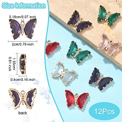 12шт 6 цвета стеклянные подвески&nbsp;GLAA-YW0004-62