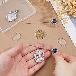 Наборы для изготовления брошей из овального сплава со стразами своими руками&nbsp;DIY-FH0009-70P