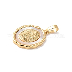 Подвески из латуни с натуральными белыми ракушками&nbsp;KK-S522-07A-G