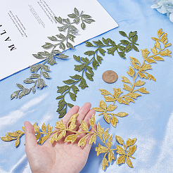 4 шт. 2-цветные листовые компьютерные вышитые аксессуары для украшения из полиэстера&nbsp;FIND-GF0005-29