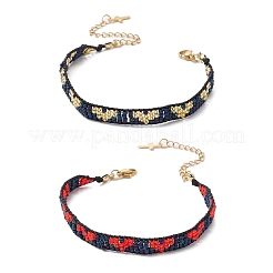 2шт. браслеты из стеклянных бусин ручной работы для женщин&nbsp;BJEW-MZ00157