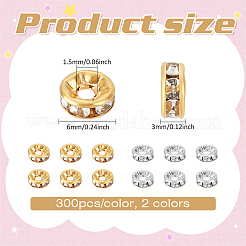 600 шт. 2-х цветные железные бусины-разделители со стразами&nbsp;RB-ME0001-03