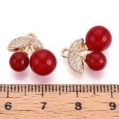 Подвески из латуни с микропаве из кубических цирконий и акрила&nbsp;KK-T074-66KCG