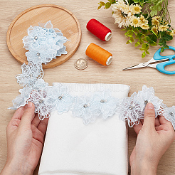 Двухслойные полиэстеровые цветочные кружевные ленты&nbsp;DIY-WH0656-60A