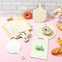 10 шт. 10 стиля прямоугольная деревянная мини-разделочная доска с ручкой&nbsp;AJEW-CJ0001-51