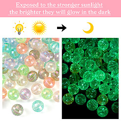 60шт 6 цвета УФ-покрытием радужные радужные акриловые бусины&nbsp;OACR-TA0001-21