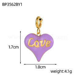 Подвески в форме сердца со словом «любовь» из нержавеющей стали 304 с эмалированным покрытием&nbsp;STAS-OY004-10G