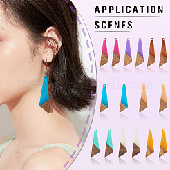 16шт 8 цвета подвески из смолы и дерева&nbsp;WOOD-TA0002-70