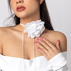 1 шт. ретро-ткань роза цветок вощеный шнур обертка колье колье для женщин&nbsp;NJEW-CP0001-05B