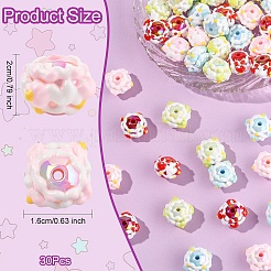 30шт 2 цвета непрозрачные акриловые бусины&nbsp;SACR-YW0001-77A