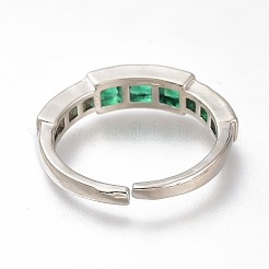 Латунные микро проложить манжеты кольца кубического циркония&nbsp;RJEW-N031-10