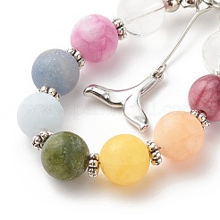 Плетеные серьги-капли из натуральных смешанных драгоценных камней с латунными подвесками в виде китового хвоста&nbsp;EJEW-JE04951-02