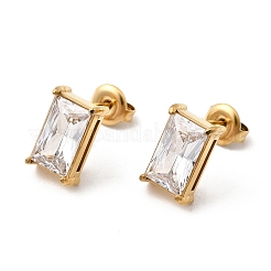 Серьги-гвоздики прямоугольной формы со стразами из нержавеющей стали 304&nbsp;EJEW-K268-51G