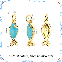 12 шт. 2-х цветные латунные подвески с кубическим цирконием&nbsp;KK-GA0002-38