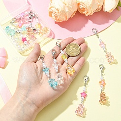 12 шт. 6-х цветный медведь из акрила и АБС-пластика имитация жемчуга подвеска украшения&nbsp;HJEW-YW00128