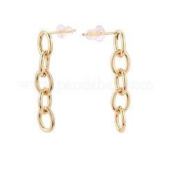 Латунные овальные серьги-гвоздики&nbsp;KK-T071-18G-02