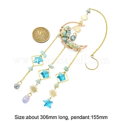 Подвеска в форме луны из натуральной амазонитовой крошки&nbsp;HJEW-FS00027-02