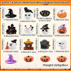 32 шт. 16 стиля украшения из смолы для Хэллоуина&nbsp;DJEW-CJ0001-04