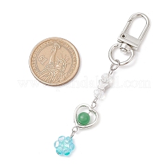 Подвесные украшения из цветочного акрила и окрашенного натурального нефрита&nbsp;HJEW-JM02884