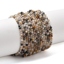 Нити бусин из натурального черного рутилированного кварца&nbsp;LS-G-RM241221-B24