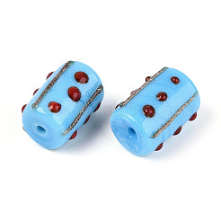 Бусины из фольгированного стекла ручной работы с золотым напылением&nbsp;LAMP-ZX003-12-04