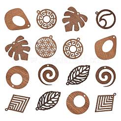 18 шт. подвески из натурального орехового дерева в 9 стилях&nbsp;WOOD-FS0001-49