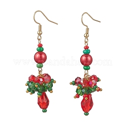 Серьги-подвески из нержавеющей стали 304 со стеклянными подвесками&nbsp;EJEW-MZ00602