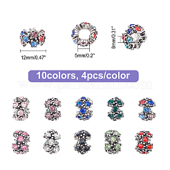 40 шт. 10-х цветные европейские бусины из сплава со стразами&nbsp;MPDL-CA0001-03