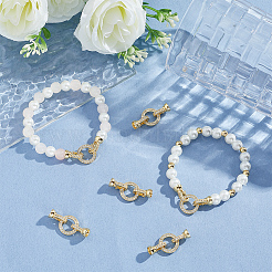 6 комплект латунных застежек с микропаве из прозрачного кубического циркония&nbsp;KK-BBC0021-37