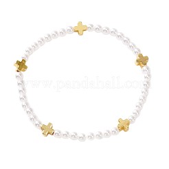 Минималистичные круглые браслеты из искусственного жемчуга и латуни с крестиками&nbsp;MM4017