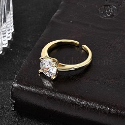 Латунные микропаве кубические цирконии манжеты открытые кольца для женщин&nbsp;RJEW-B160-04G