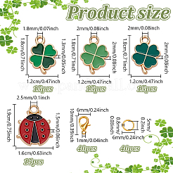 60 шт. 4 набора для самостоятельного изготовления подвесных украшений из эмалированного сплава в виде клевера и божьей коровки&nbsp;ENAM-GA0001-17