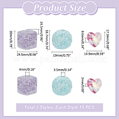 45 шт. 3 вида прозрачных акриловых бусин с эффектом кракле&nbsp;TACR-PH0001-76