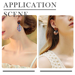 Плоские круглые серьги-гвоздики из непрозрачной смолы и орехового дерева&nbsp;MAK-TA0001-18C