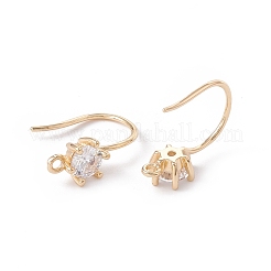 Стойка из латуни с прозрачным кубическим цирконием крючки для серег&nbsp;KK-G433-21G