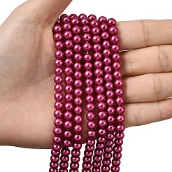 Круглые бусины из экологически чистого окрашенного стекла с жемчугом&nbsp;HY-A008-6mm-RB058