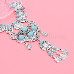 Комплекты из ретро-монет с подвесками и серьгами из искусственной бирюзы&nbsp;FS-WG8338B-02