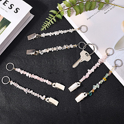 6шт. брелок из натурального розового кварца и кварцевого кристалла&nbsp;KEYC-GF00005